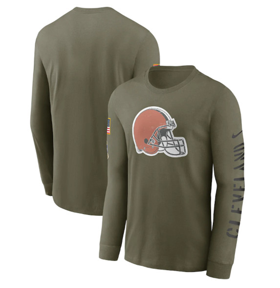 Men's Cleveland Browns 2022 Olive Salute to Service Long Sleeve T-Shirt